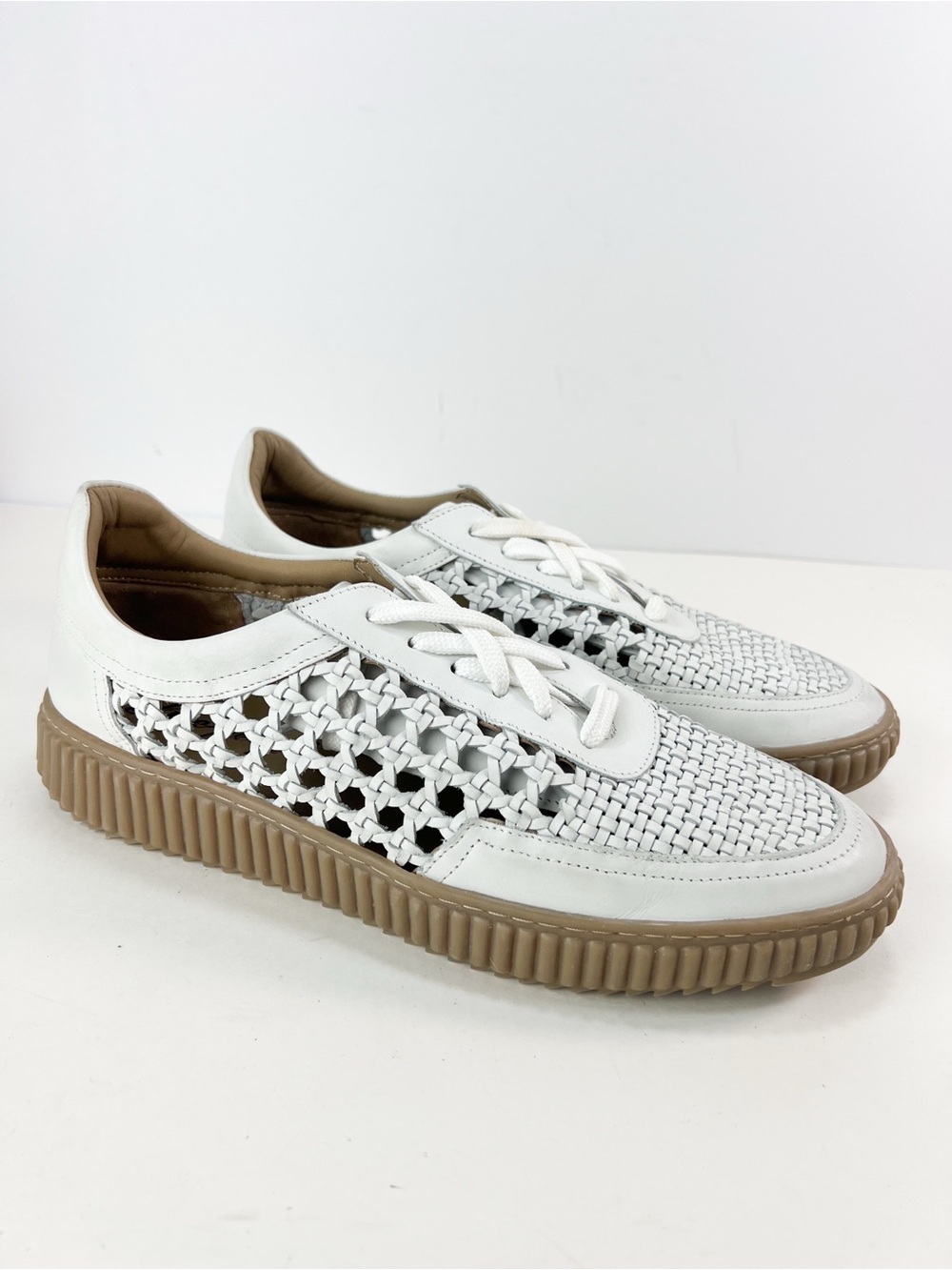 Free People Wimberly Woven Sneakers White Leather size 10